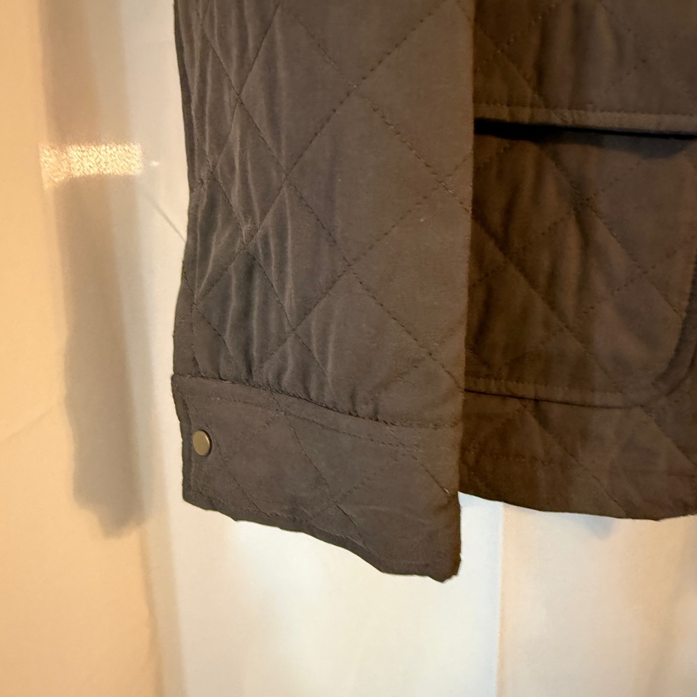 anyFAM Brown Quilted Hooded Jacket Fully Lined Size 2 - Picture 6 of 16